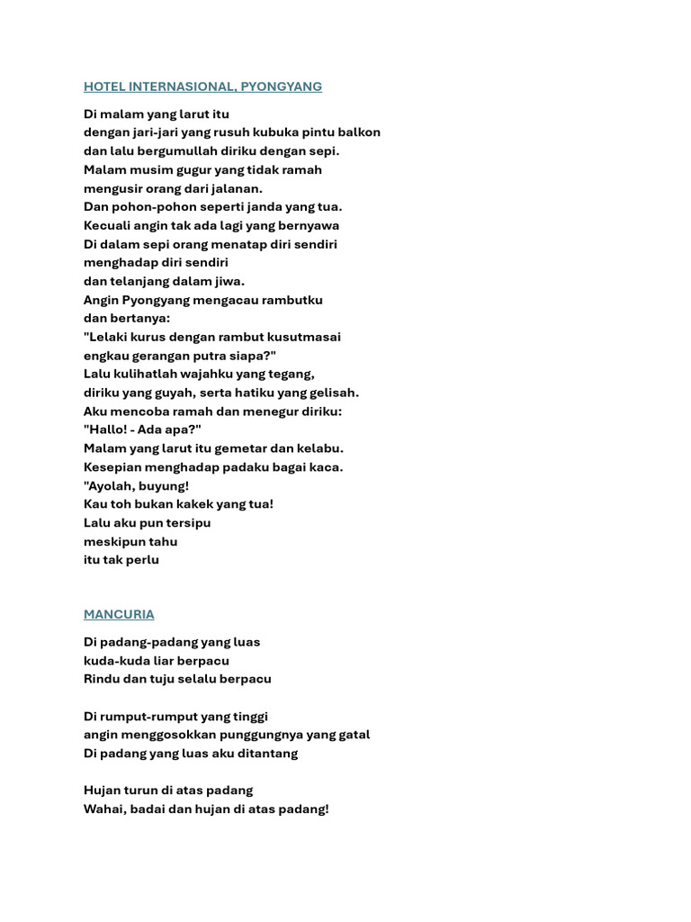 Refleksi Kesepian di Pyongyang | PDF