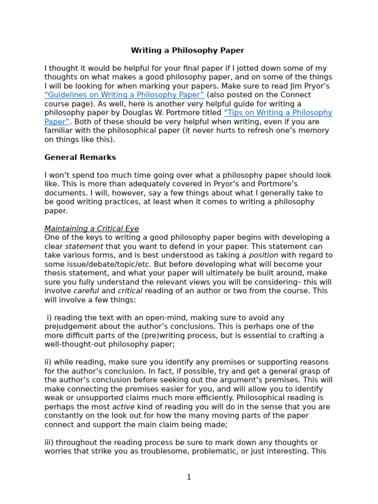 Phil Paper Writing Advice | PDF | Reason | Argument