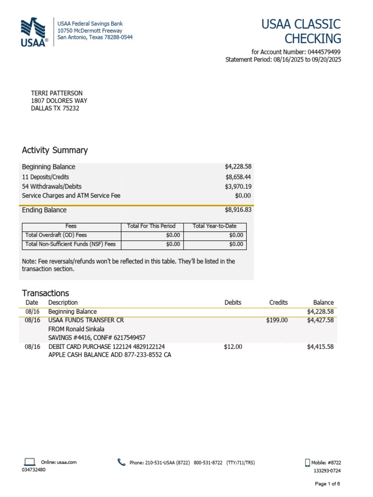 USAA_DocumentD6278C68-0C54-4DA0-B928-D0CE82A05C20 | PDF | Debit Card ...