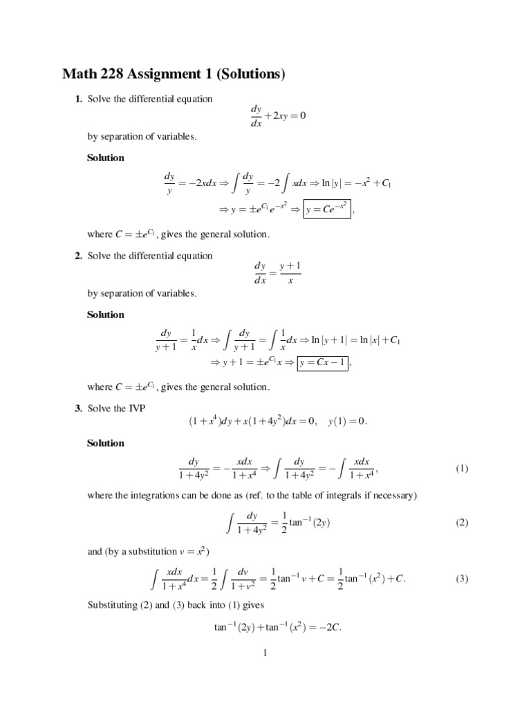 Practice Questions 1 Equations Integral