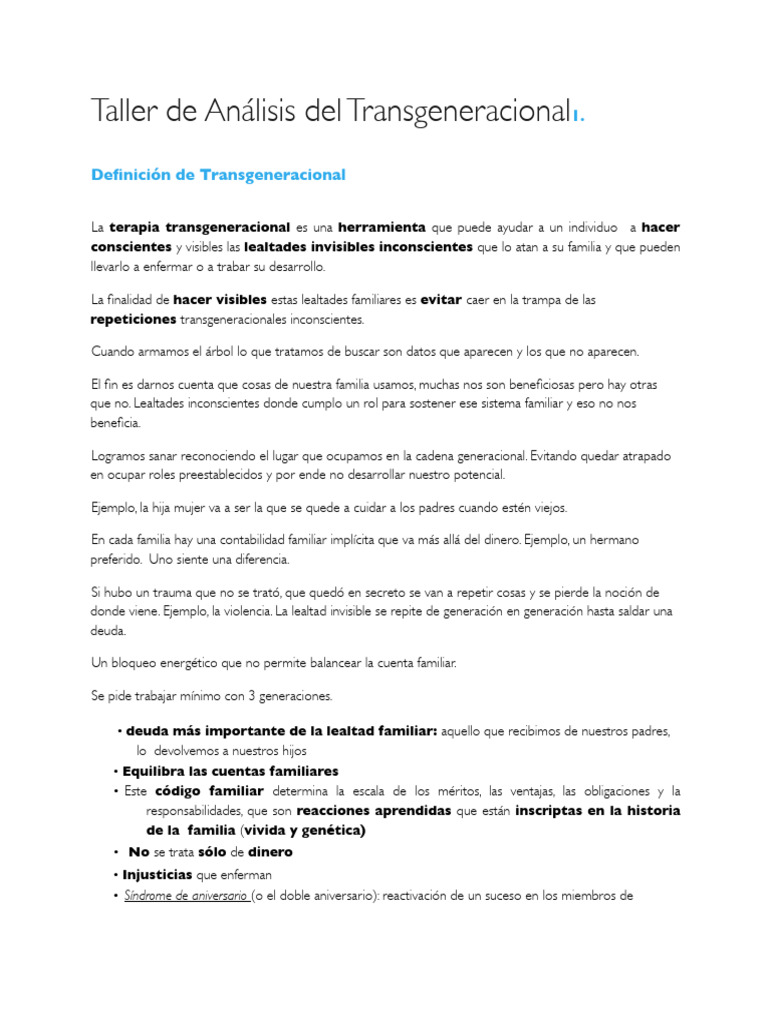 Taller sobre Terapia Transgeneracional | PDF | Epigenética | Neurona