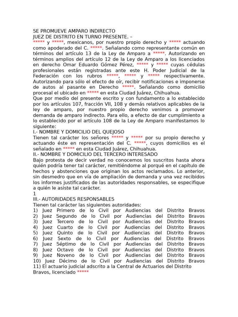 Demanda de Amparo Indirecto en Juárez | PDF | Caso de ley | Condominio