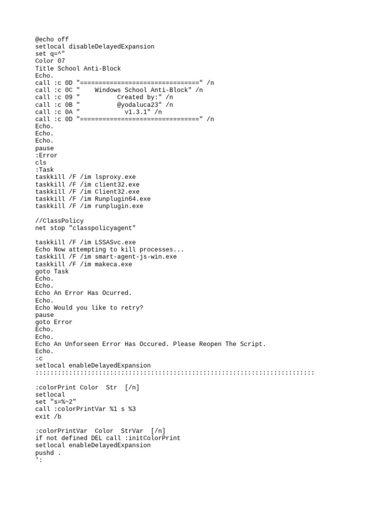 Windows School Anti-Block Script | PDF