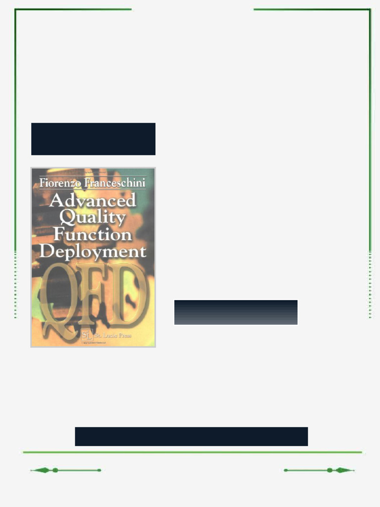 Advanced Quality Function Deployment 1st Edition Fiorenzo Franceschini ...