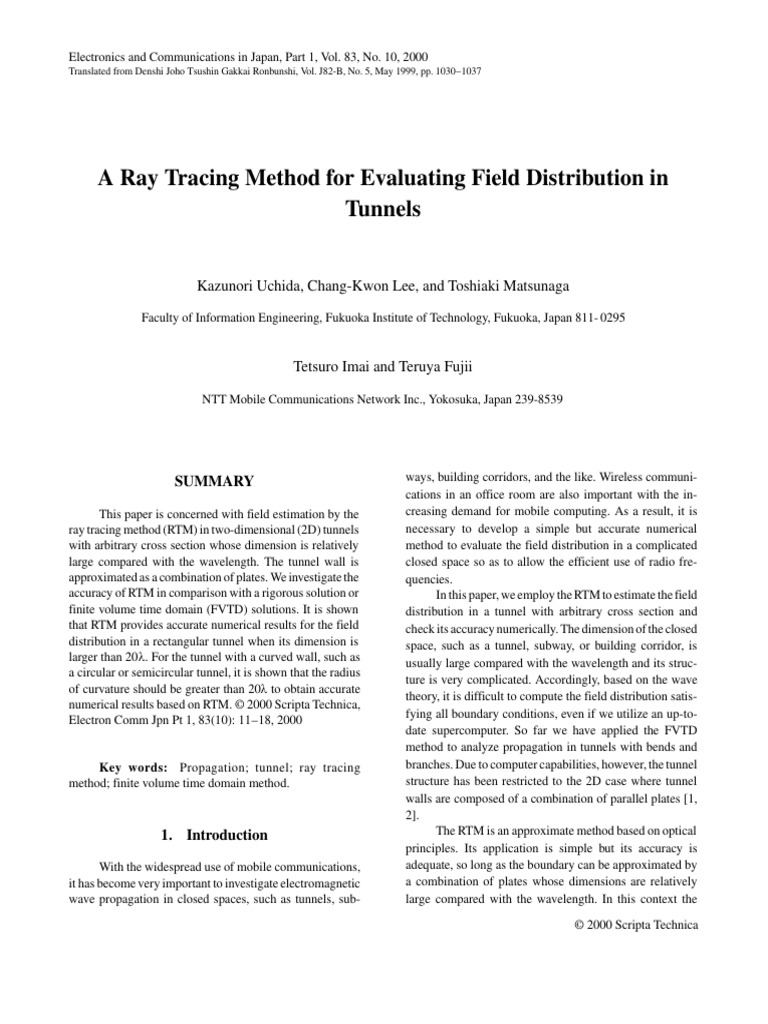 Ray Tracing for Tunnel Field Analysis | PDF | Waves | Cross Section ...