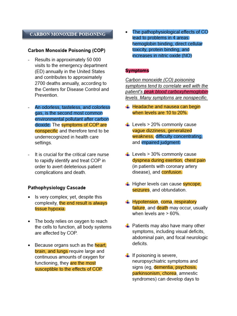 Understanding Carbon Monoxide Poisoning | PDF | Alcohol Intoxication ...