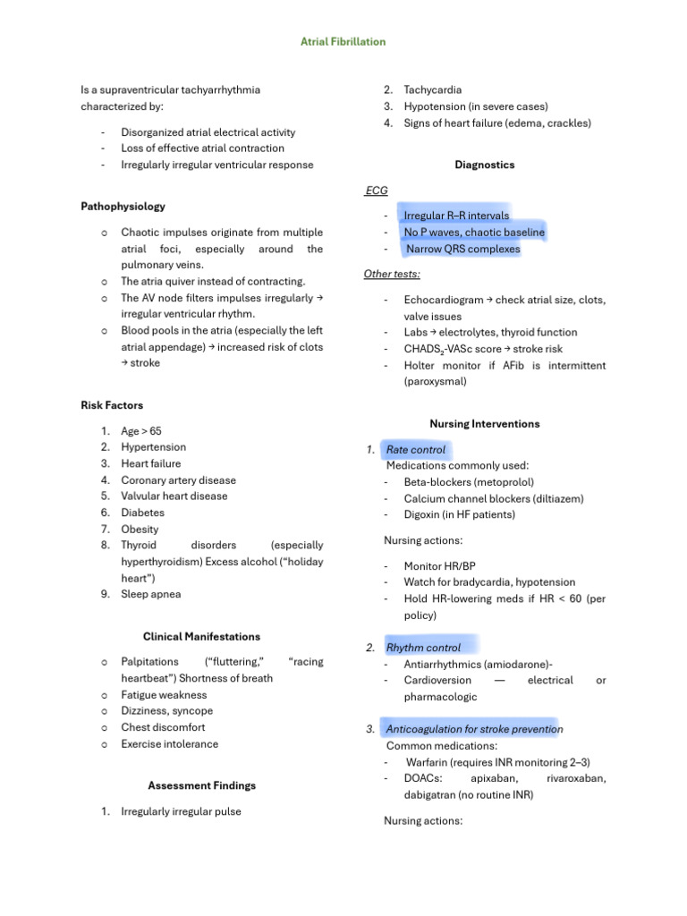 Atrial Fibrillation | PDF | Heart | Medical Specialties