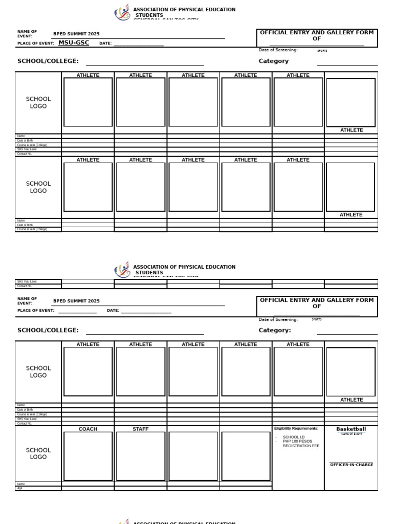 BPED Summit 2025 Entry Form | PDF