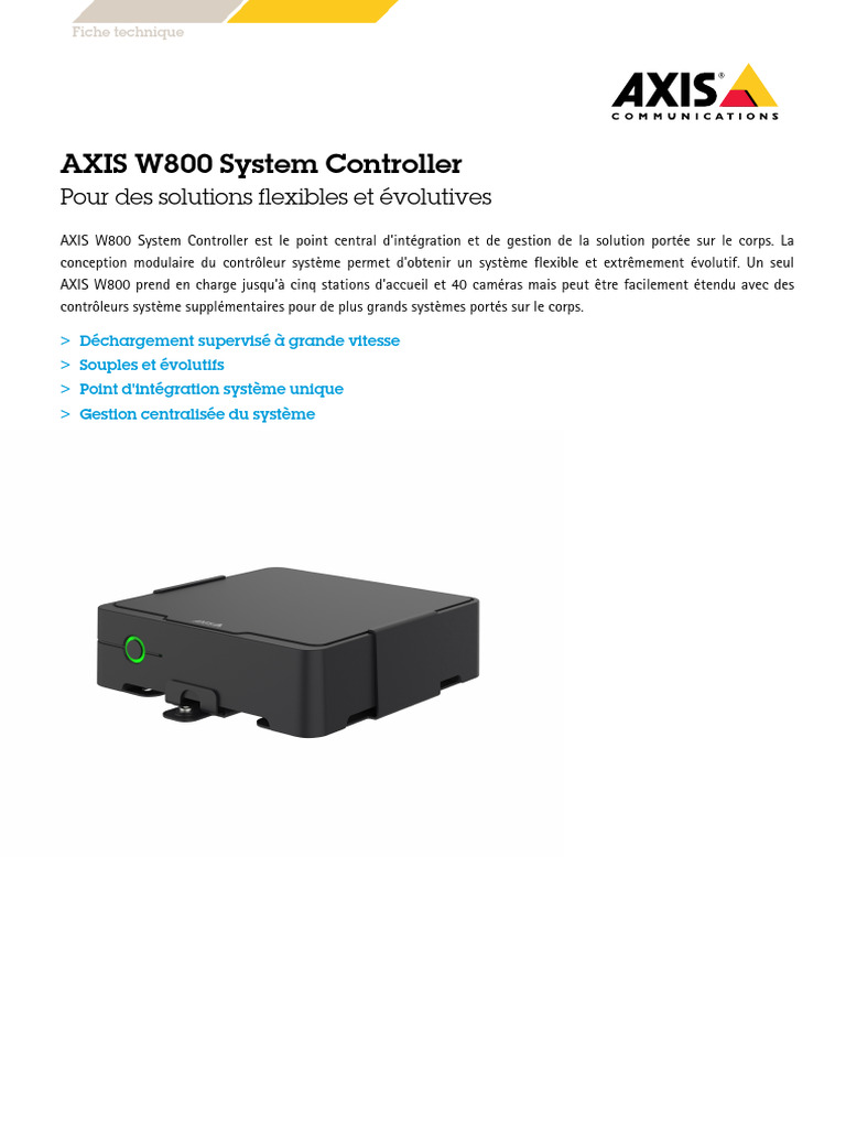 Contrôleur Système AXIS W800: Flexibilité et Sécurité | PDF | USB ...