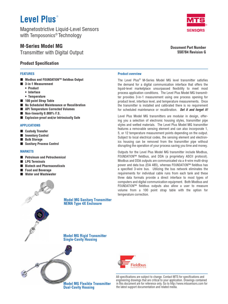 Level Plus MG Liquid-Level Transmitter | PDF | Specification (Technical ...