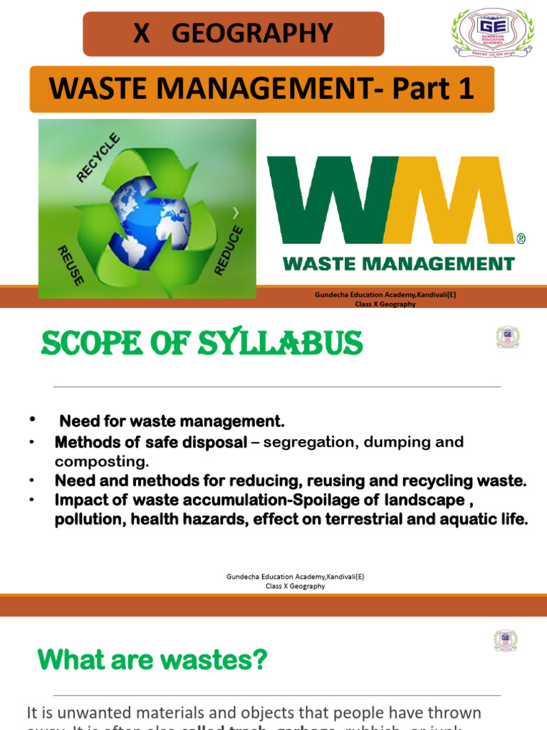 Waste Management Overview for Class X | PDF | Waste | Waste Management