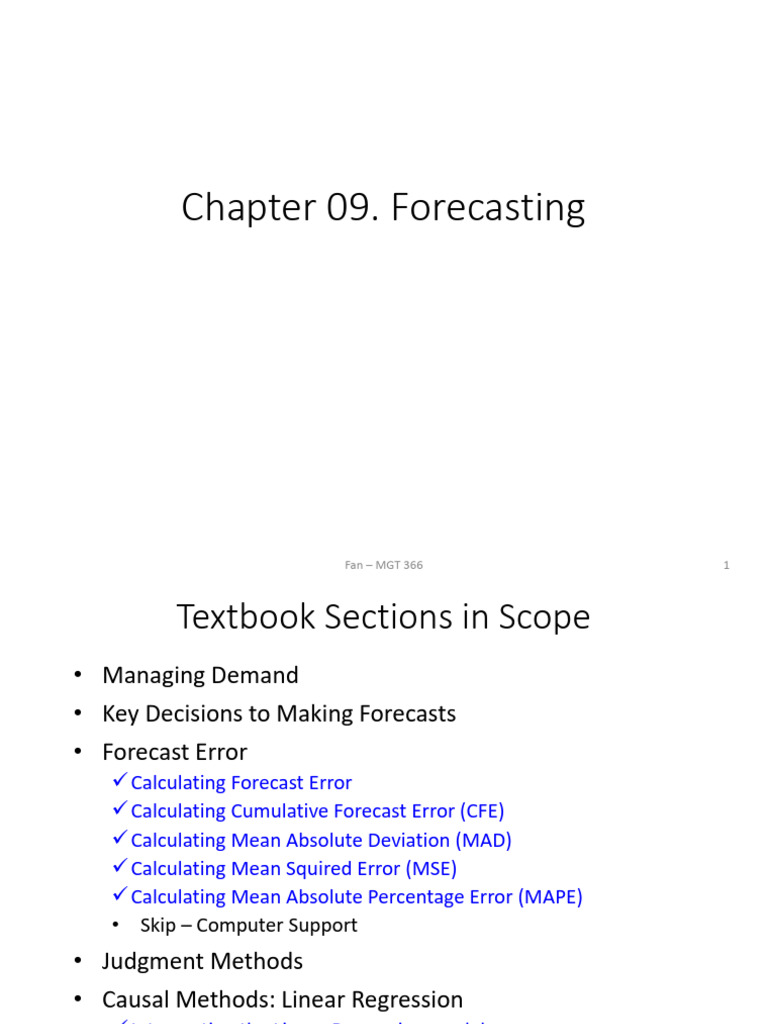 MGT 366 Chapter 09 - Forecasting Notes | PDF | Forecasting | Errors And ...