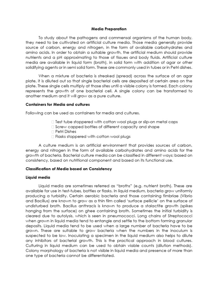 Bacterial Culture Media Overview | PDF | Growth Medium | Agar