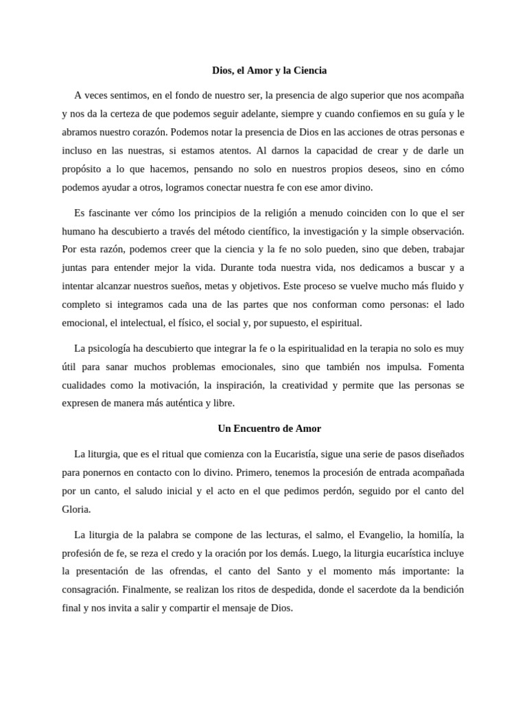 Fe y Ciencia: Un Encuentro Espiritual | PDF | Fe | Amor