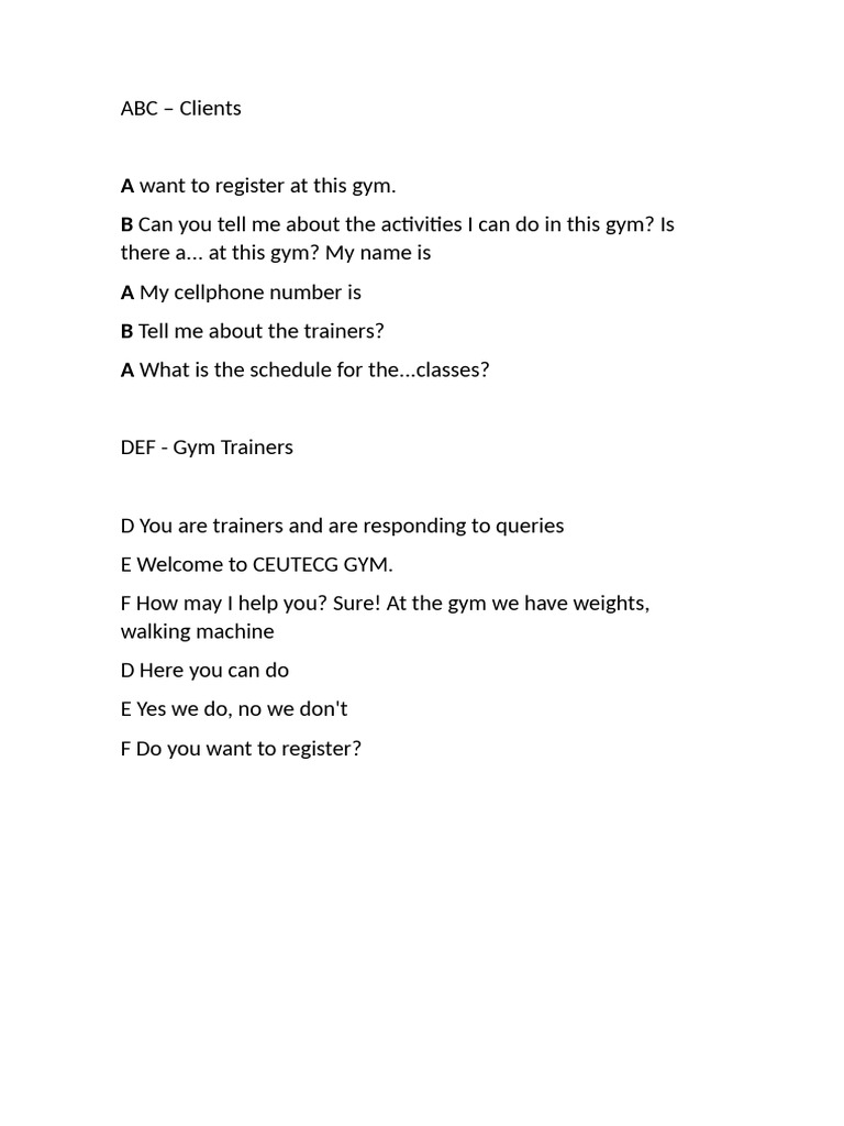 Gym Registration and Activities Guide | PDF