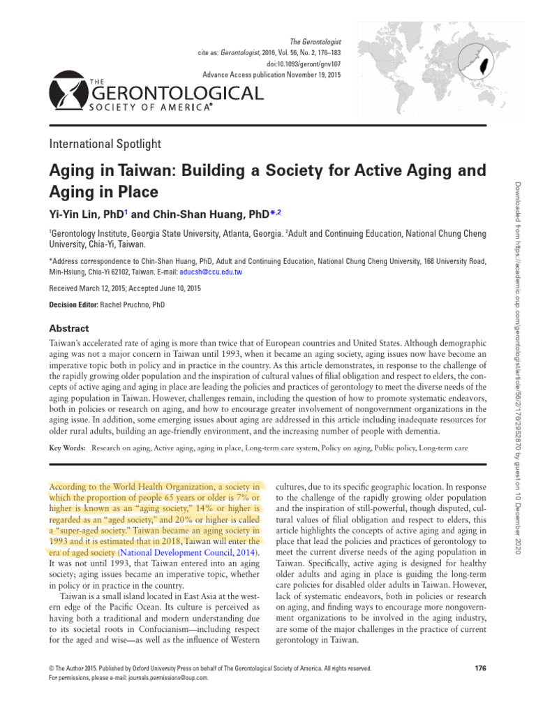 Active Aging Policies in Taiwan | PDF | Ageing | Gerontology