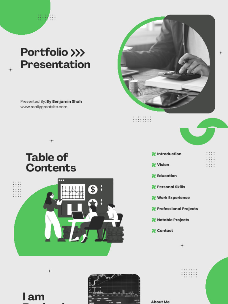 Green and Grey Geometric Finance Professional Portfolio Presentation ...