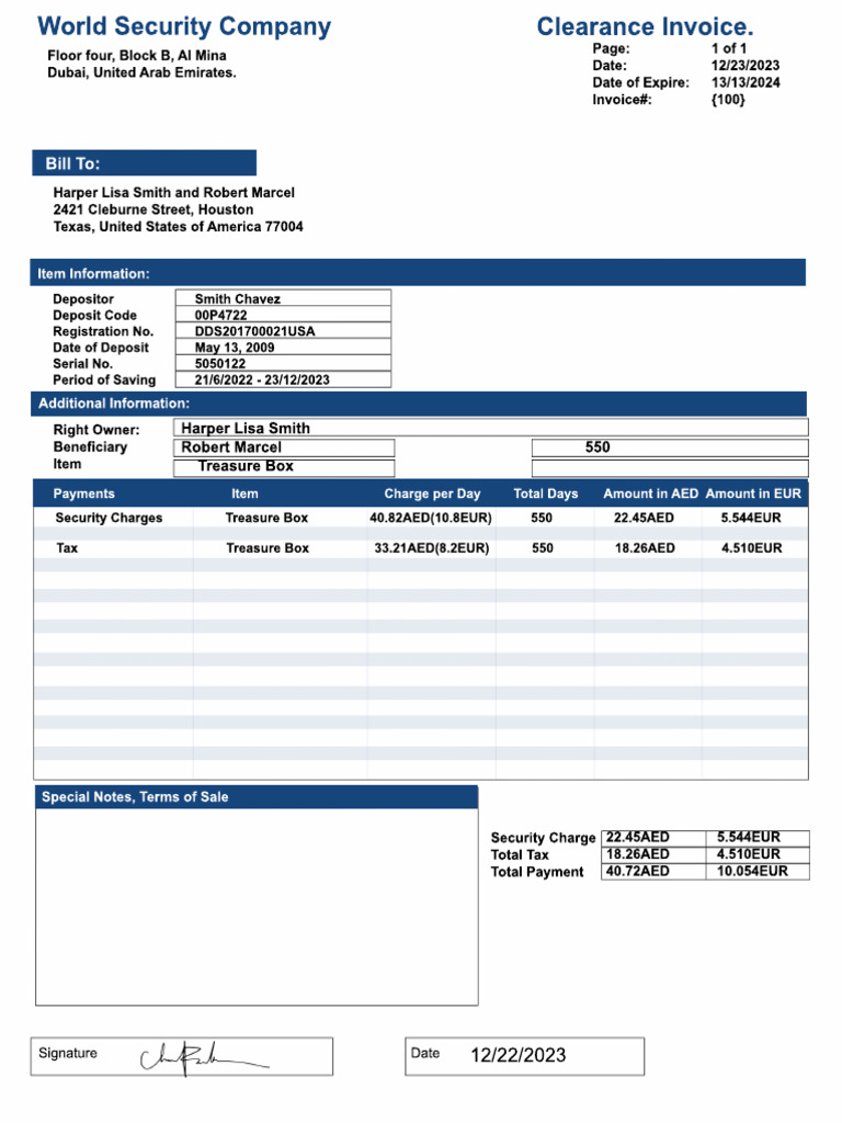 World Security Company Invoice | PDF | Business Documents | Accounting