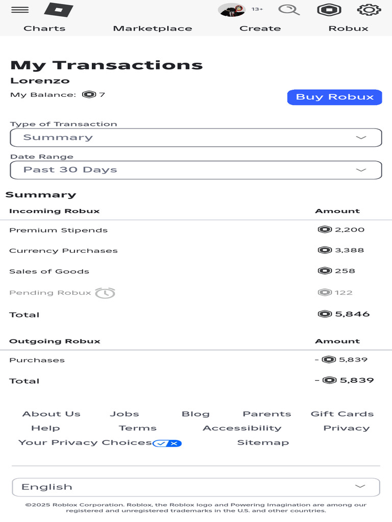 My Transactions - Roblox | PDF