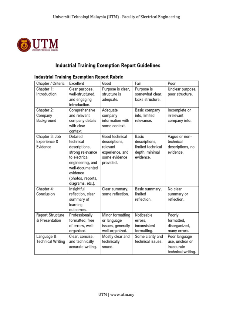 Industrial Training Report Guidelines UTM | PDF