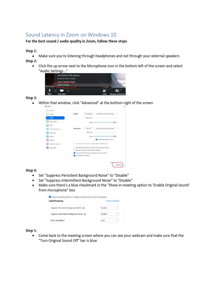 Optimize Zoom Audio on Windows 10 | PDF