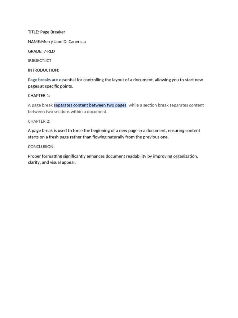 Understanding Page Breaks in Documents | PDF