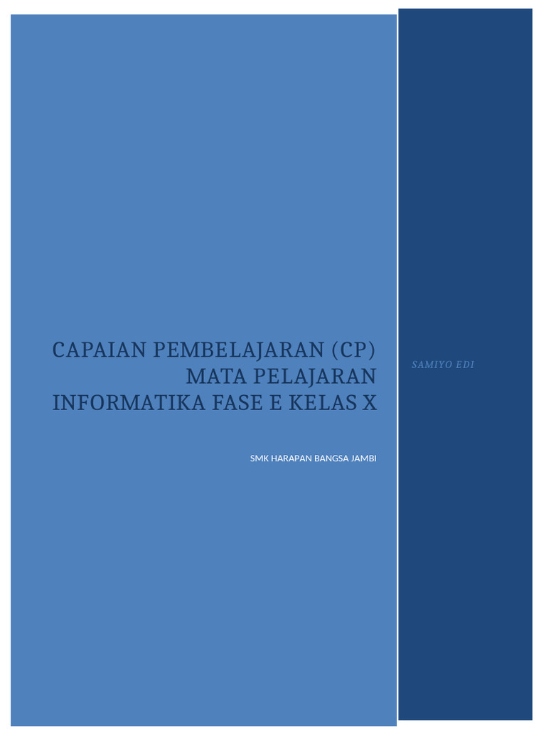 Capaian Pembelajaran Informatika Kelas X | PDF