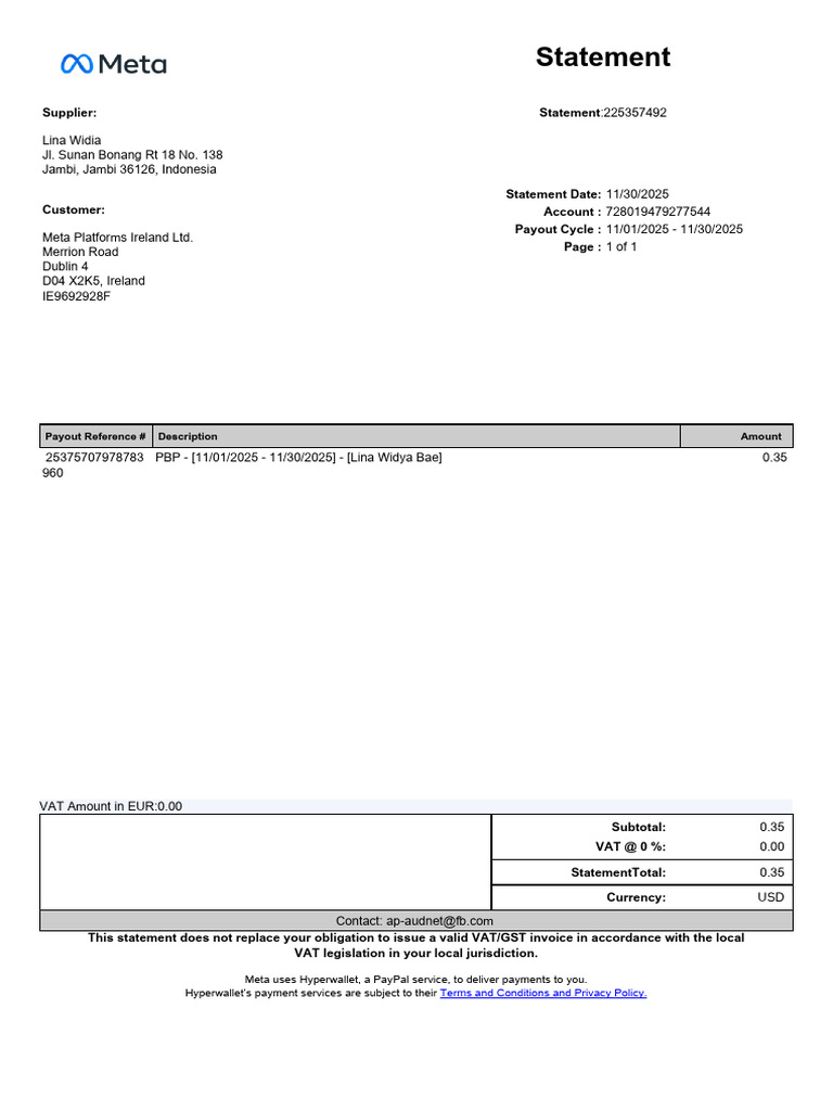 Statement_225357492 | PDF | Business | Foreign Exchange Market