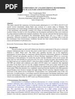 Ferroresenance Phenomena of a Station Service Transformer During Black Start and Its Investigatio1