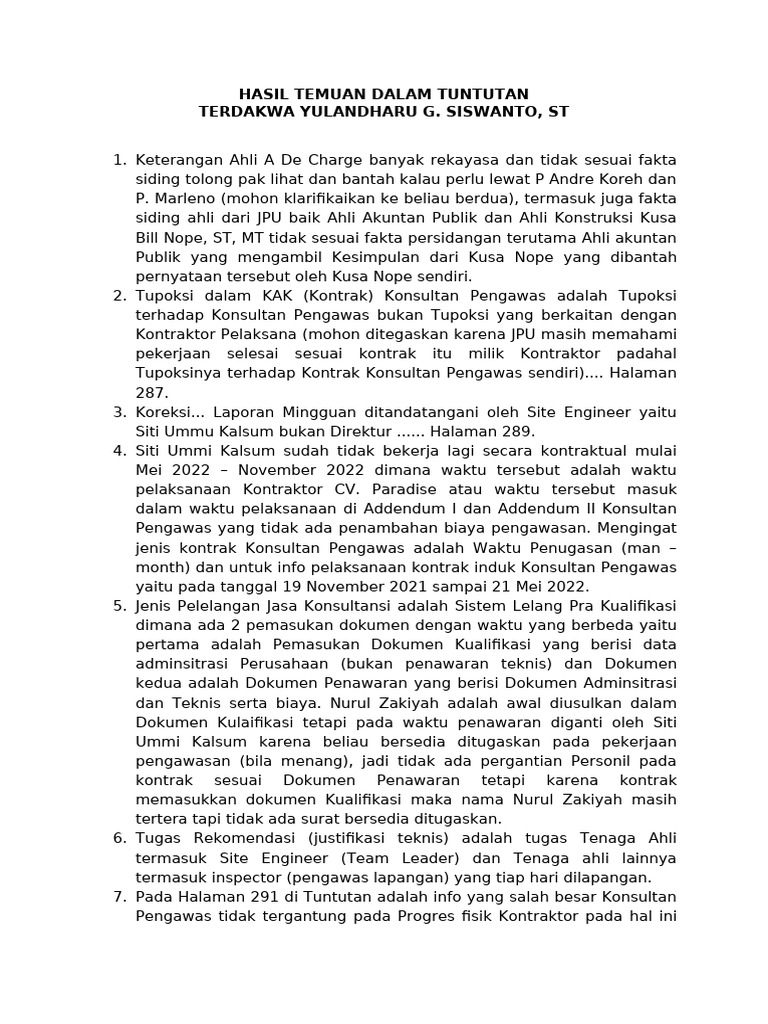 Temuan Hukum Terkait Konsultan Pengawas | PDF
