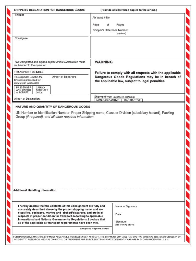 Shipper Dec NoColumns for Color Printer Fillable | PDF