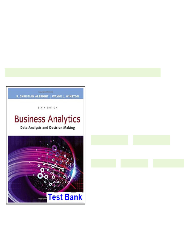 Business Analytics Data Analysis and Decision Making 6th Edition ...