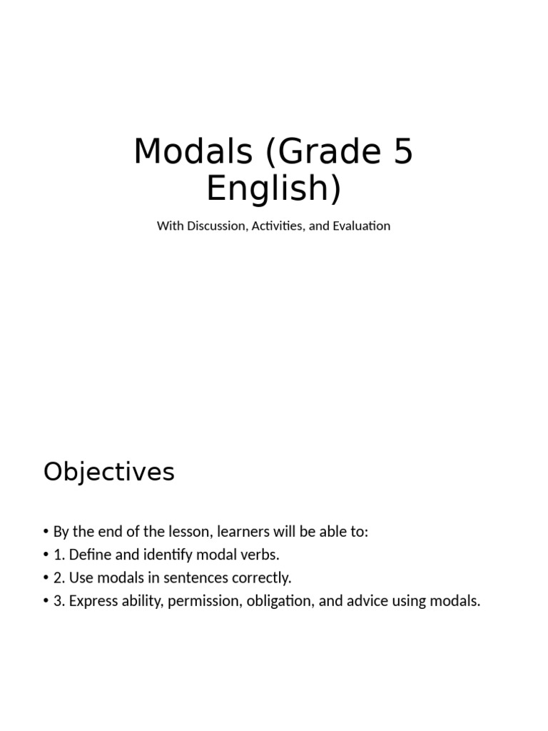 Grade5 Modals Lesson | PDF | Linguistics | Syntax