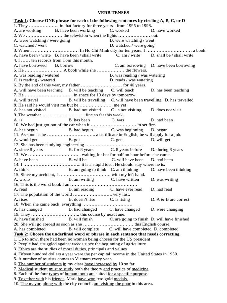 Mastering English Verb Tenses Quiz | PDF | Grammar | Syntax