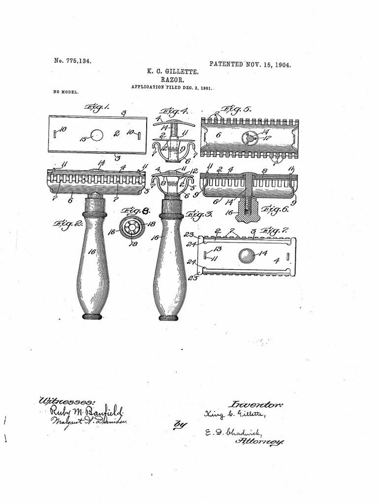 Gillette Safety Razor Patent 1904 | PDF | Razor | Hair Removal
