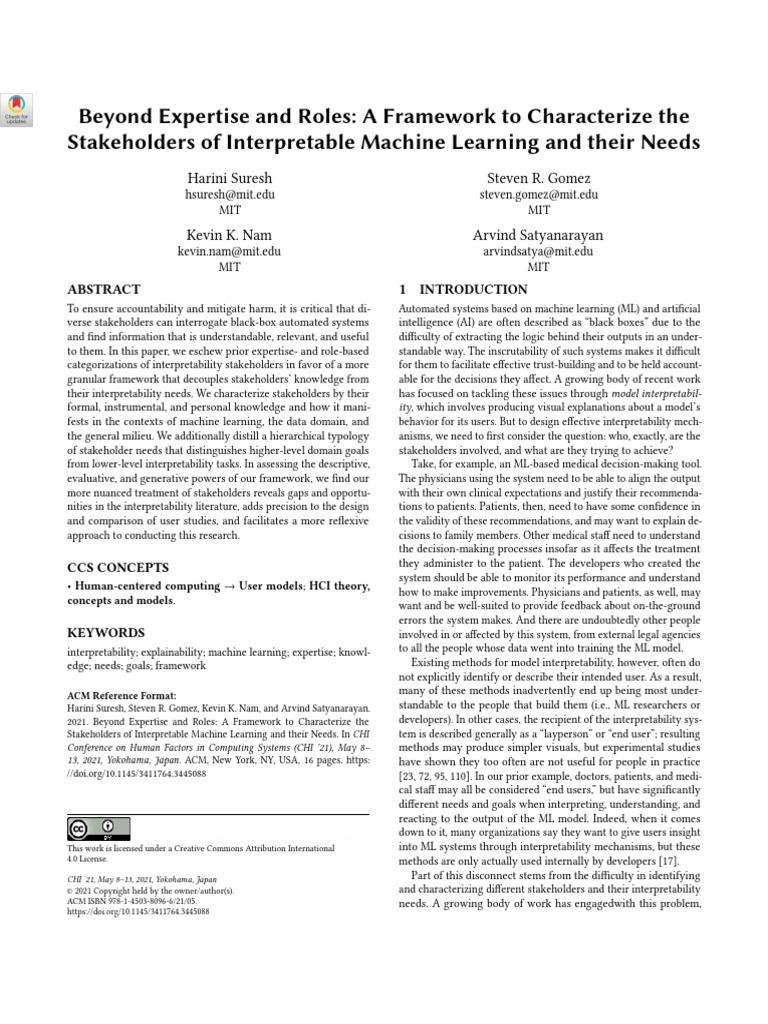 Stakeholder Framework for ML Interpretability | PDF | Machine Learning ...