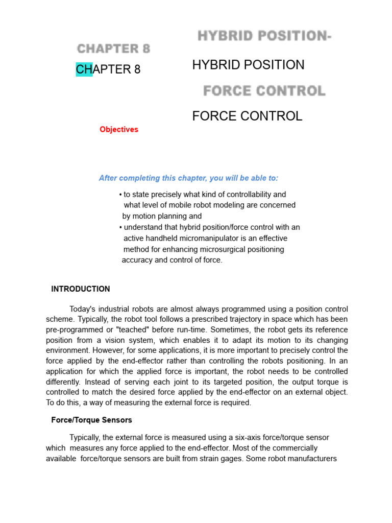 Hybrid Position/Force Control in Robotics | PDF | Force | Decibel