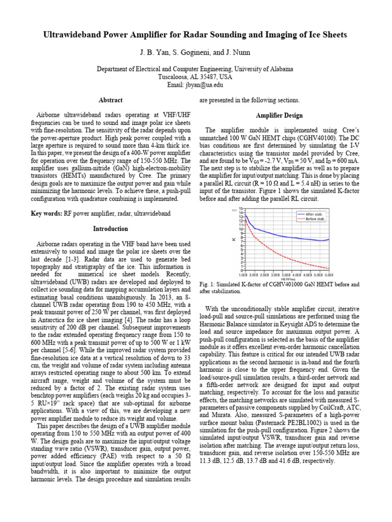 Ultrawideband Power Amplifier Design | PDF | Amplifier | Radar
