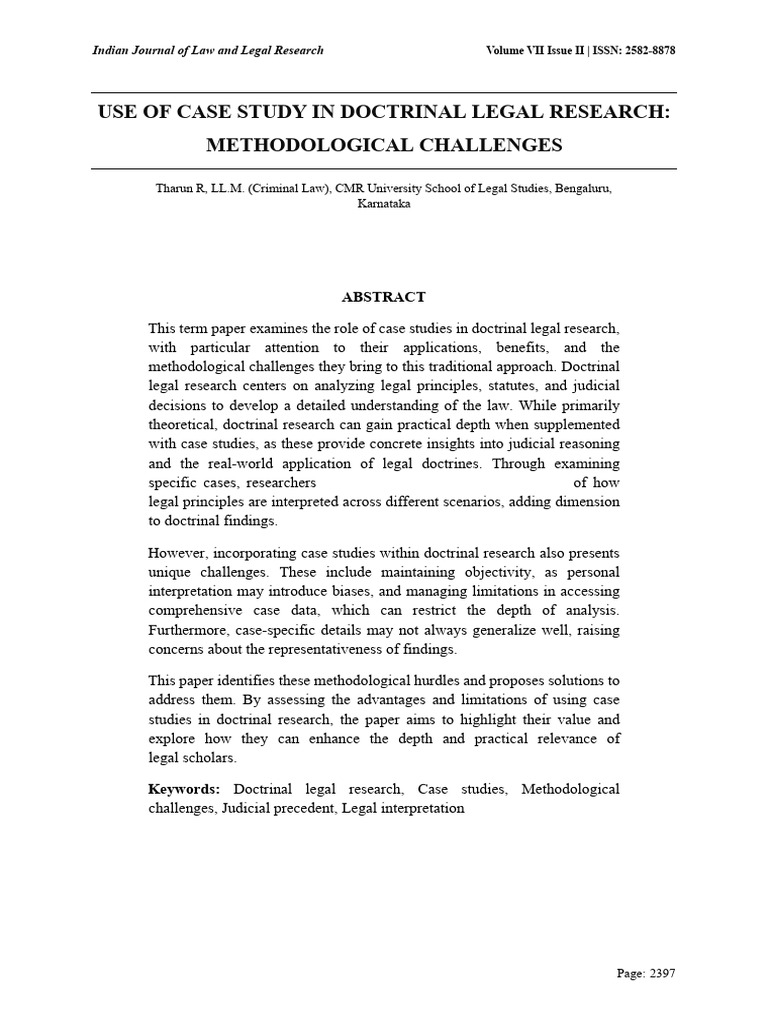 Case Studies in Doctrinal Legal Research | PDF | Precedent | Case Law