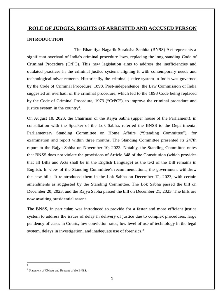 Judges and Rights Under BNSS Act | PDF | Prosecutor | Arrest