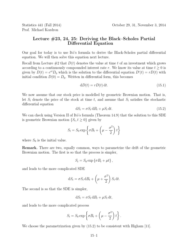 L23-24-25-Oct29 | PDF | Stochastic Differential Equation | Black ...