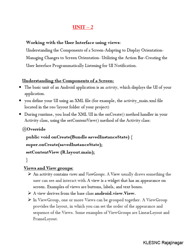 Android UI Components and Layouts Guide | PDF | Android (Operating ...