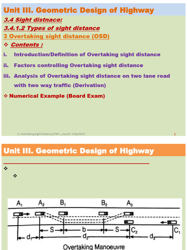 Overtaking Sight Distance in Highways | PDF | Traffic | Land Transport
