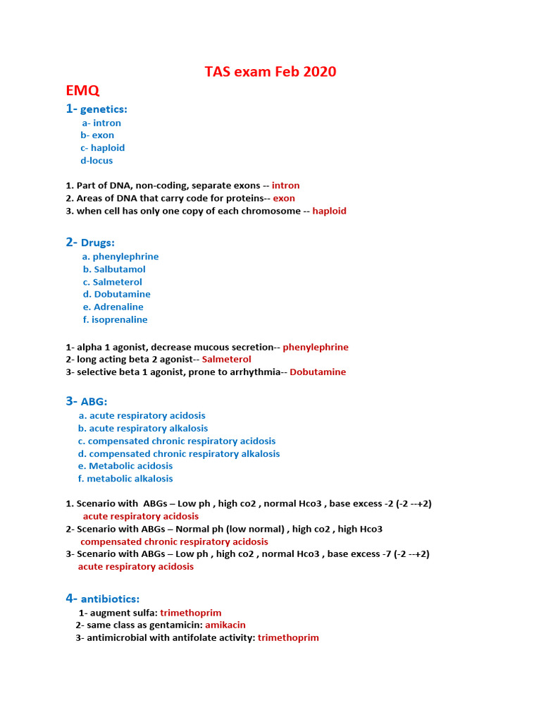 Tas Exam Feb 2020 Final | PDF | Congenital Heart Defect | Aorta