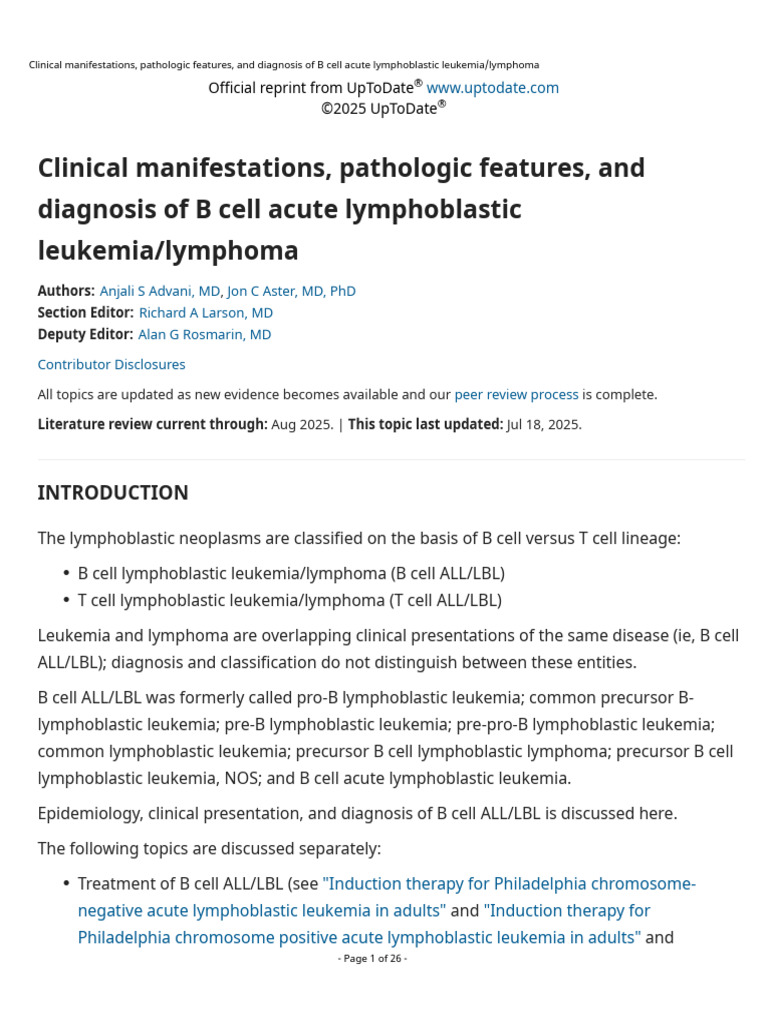 Clinical Manifestations, Pathologic Features, and Diagnosis of B Cell ...