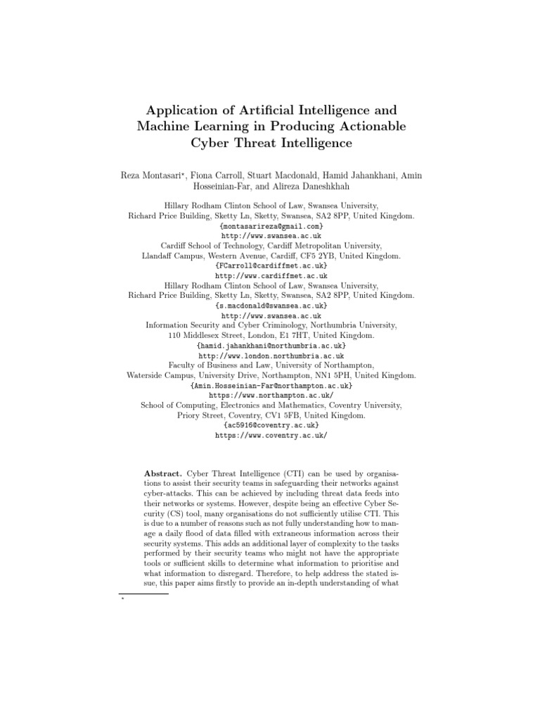 AI and ML in Cyber Threat Intelligence | PDF | Security | Computer Security