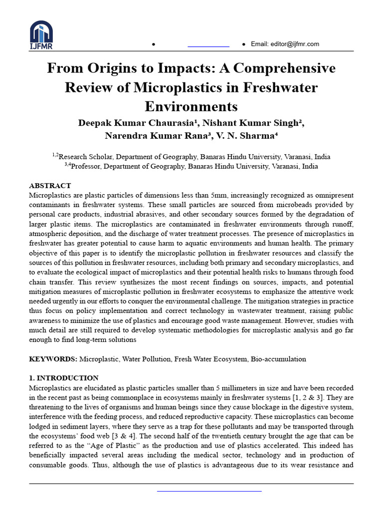 Microplastics in Freshwater: Sources & Impacts | PDF | Surface Runoff ...