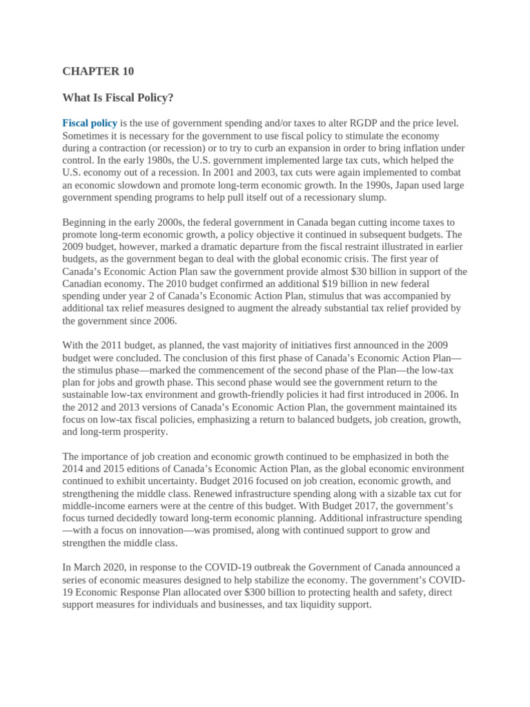Understanding Fiscal Policy and Its Impact | PDF | Fiscal Policy ...