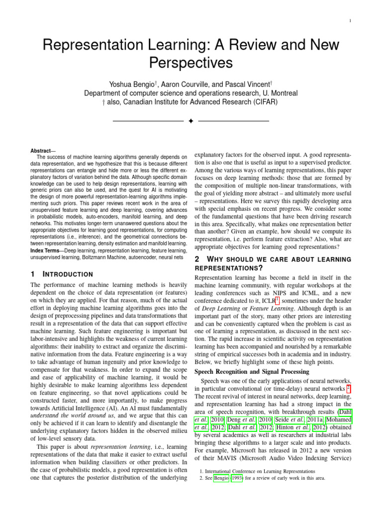 Representation Learning: A Review and New Perspectives | PDF | Deep ...