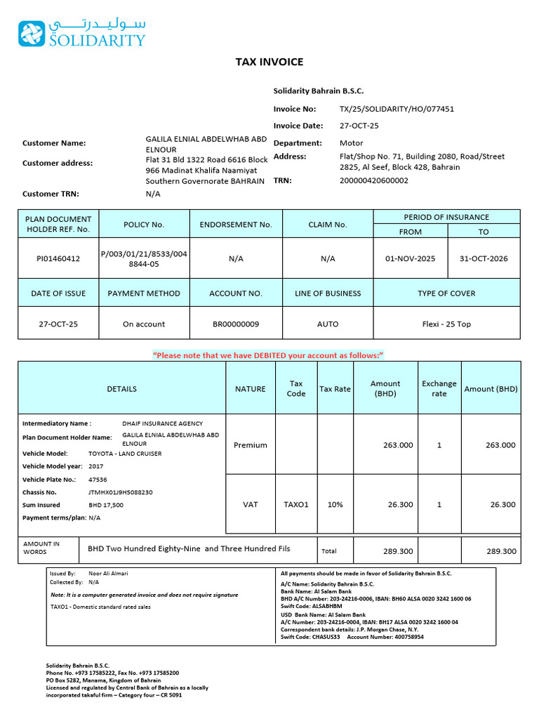 0101 BR00000009 TX 25 Solidarity Ho 077451 13694387 | PDF | Invoice ...